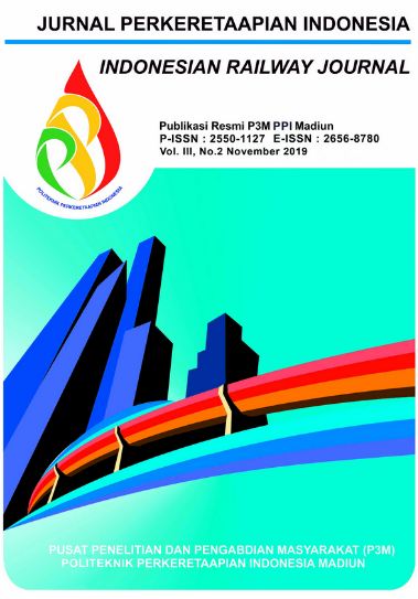 					View Vol. 3 No. 2 (2019): Jurnal Perkeretaapian Indonesia Volume 3 Nomer 2 Tahun 2019
				